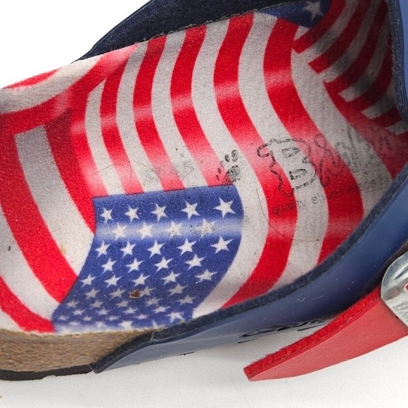 Birkenstock Birki's Boston Women's 37 Blue Clogs American Flag USA Slip On Shoes - Picture 8 of 9